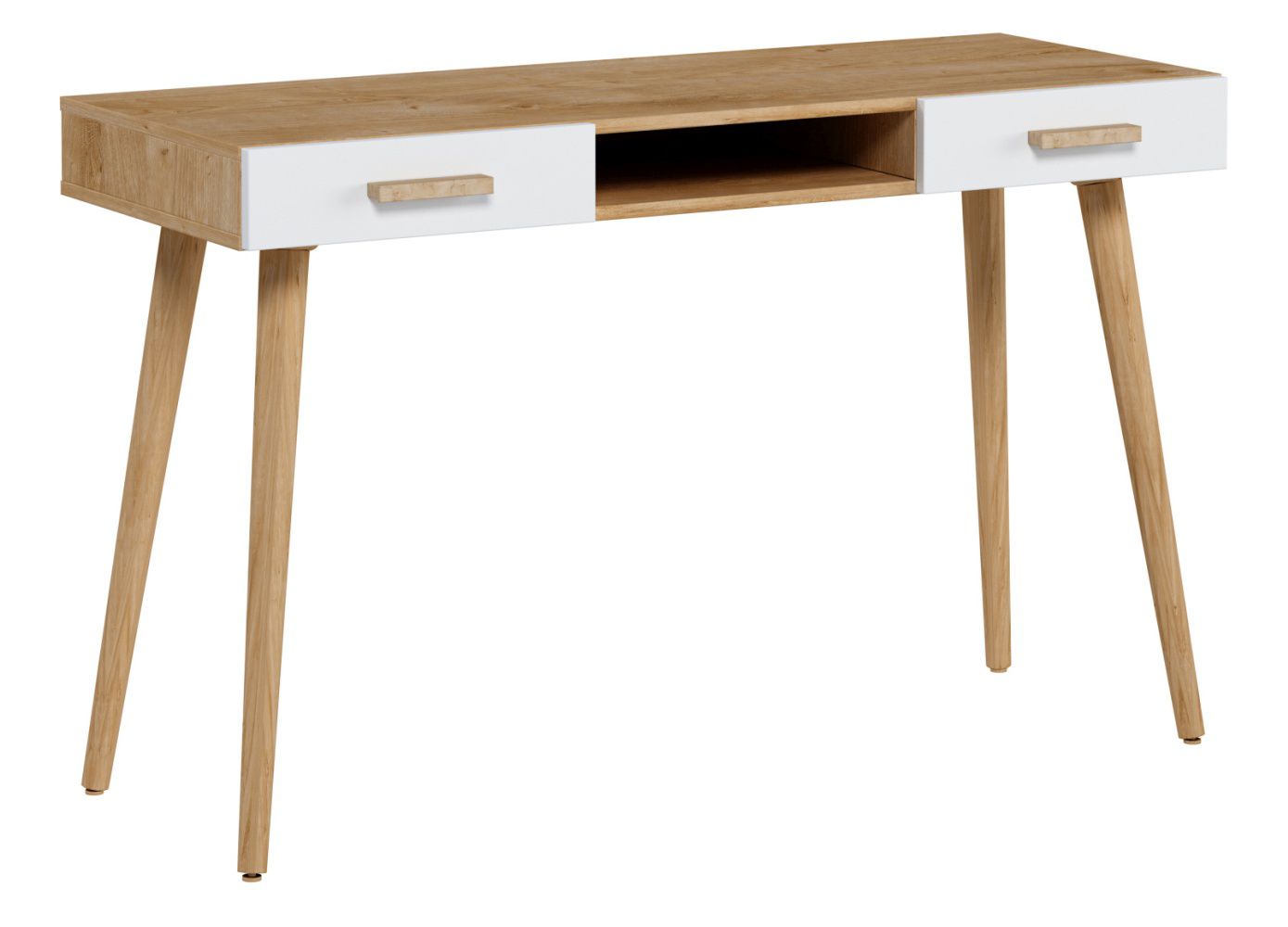 Bureau Hohgant 12, Couleur : Chêne / Blanc - 76 x 120 x 52 cm (H x L x P)