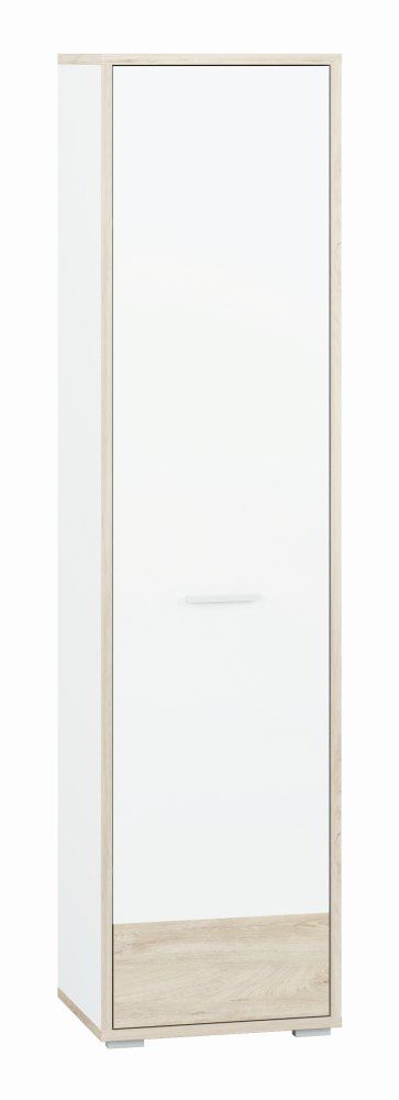 Chambre d'adolescents - Armoire Forks 10, couleur : chêne / blanc - Dimensions : 200 x 51 x 40 cm (H x L x P), avec 1 porte et 6 compartiments