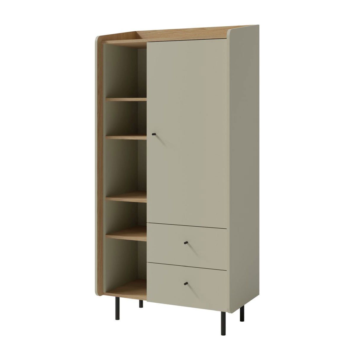 Armoire élégante Sampont 05, vert menthe / chêne foncé, 170 x 80 x 42 cm, avec 9 compartiments et 2 tiroirs, chants ABS, construction précise, durable