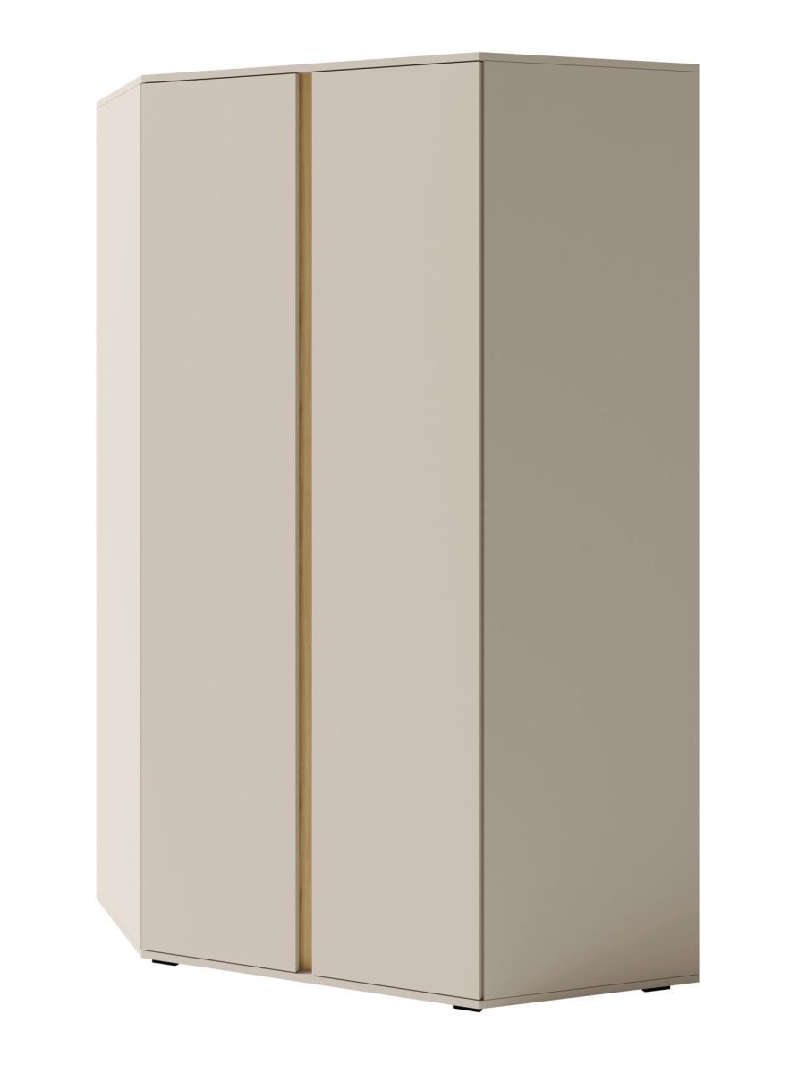 Armoire d'angle Fricourt 02, beige / chêne clair, 195 x 95 x 95 cm, avec 10 compartiments et 2 tringles à vêtements, chants ABS, stable et durable