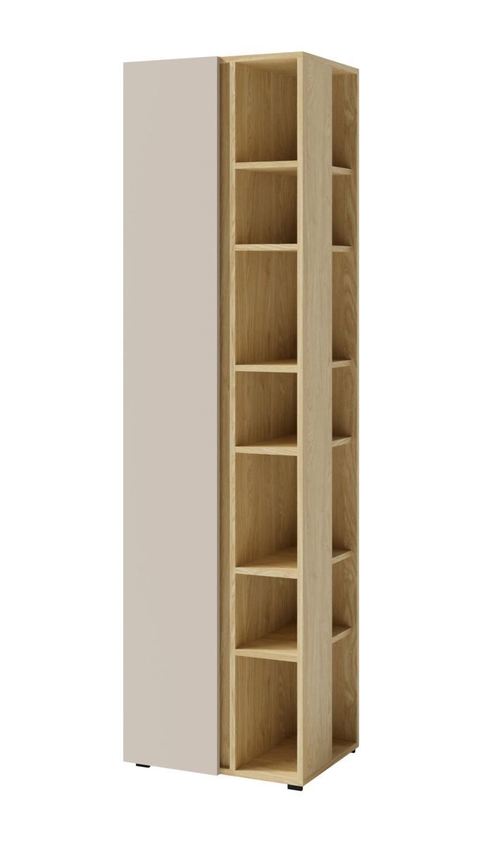 Armoire / Étagère Fricourt 04, beige / chêne clair, 195 x 55 x 40 cm, avec 12 compartiments, chants ABS, finition de haute qualité, stable et de haute qualité