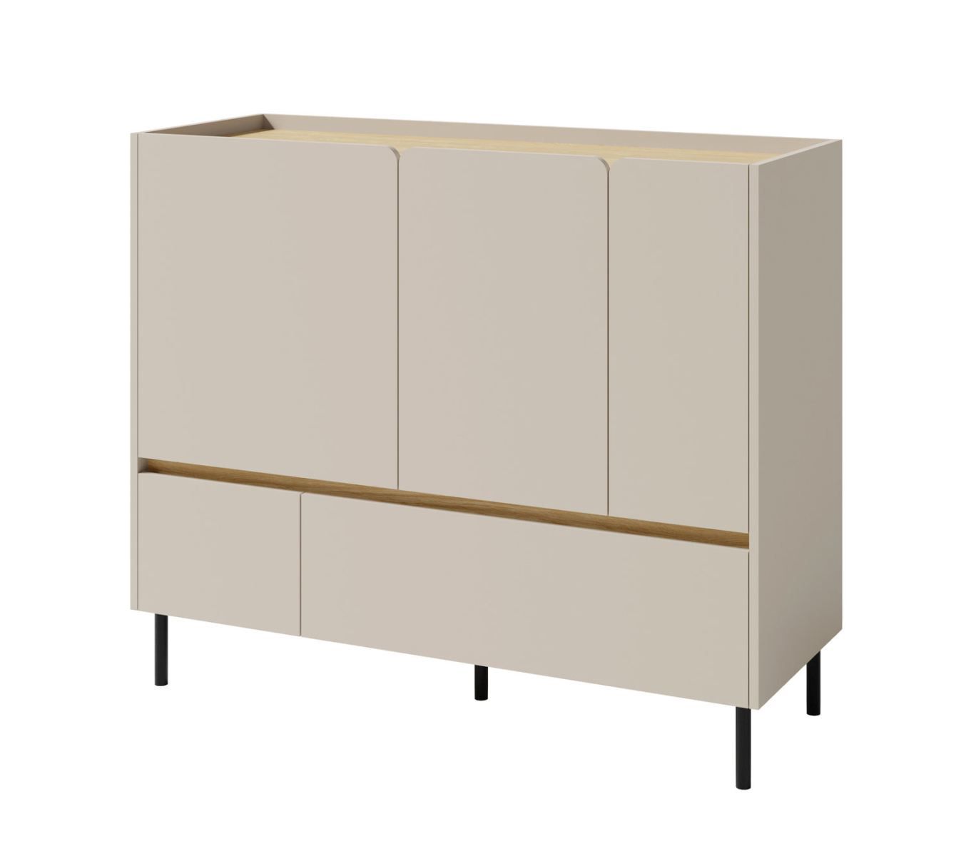 Commode moderne Fricourt 08, beige / chêne clair, 105 x 120 x 40 cm, avec 6 compartiments et 2 tiroirs, chants ABS, montage simple et rapide