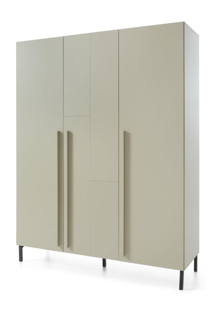 Armoire moderne Authie 01, vert menthe, 195 x 150 x 50 cm, avec 5 compartiments et 1 tringle à vêtements, chants ABS, robuste et durable