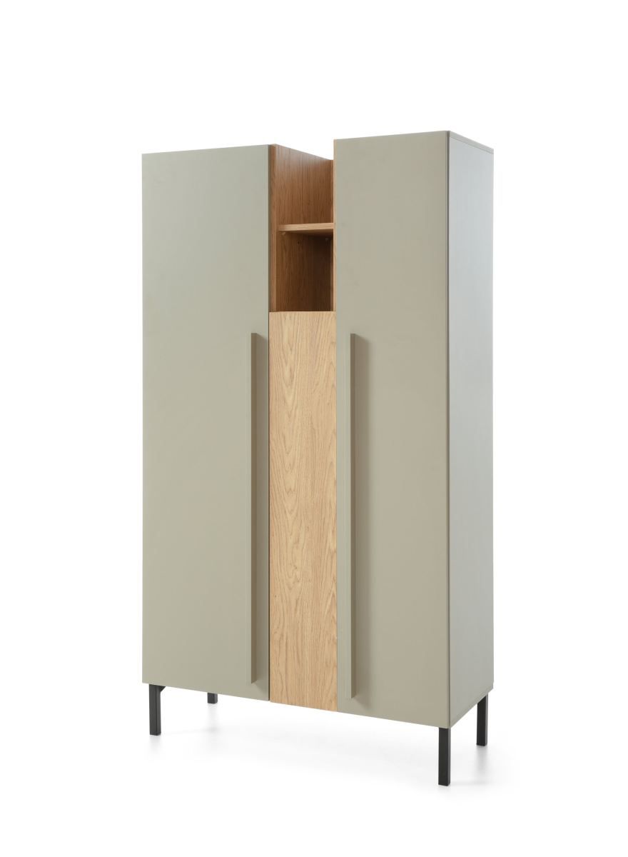 Armoire Authie 05, vert menthe / chêne foncé, 165 x 90 x 40 cm, avec 9 compartiments, chants ABS, finition de haute qualité, stable et de haute qualité