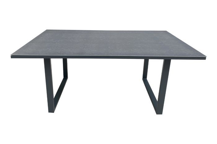 Table de jardin Mailand avec plateau en verre en aluminium - Couleur : Anthracite, Longueur : 1400 mm, Largeur : 800 mm, Hauteur : 590 mm