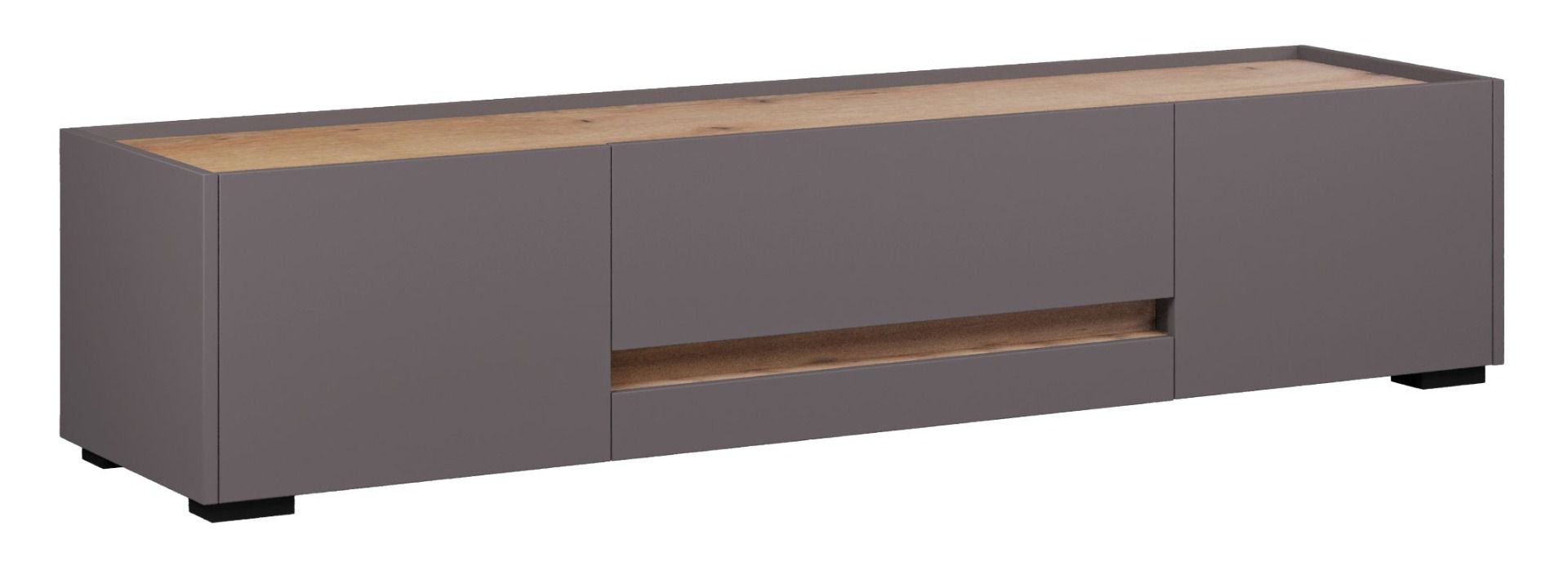 Meuble TV Geltru 01, Couleur : Chêne Artisan / Gris - Dimensions : 39 x 185 x 45 cm (H x L x P)