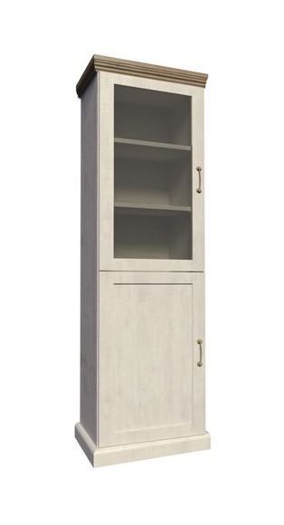 Vitrine Badile 10, couleur : blanc pin / brun - 187 x 57 x 39 cm (h x l x p)