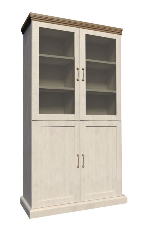 Vitrine Badile 08, couleur : blanc pin / brun - 187 x 87 x 39 cm (h x l x p)