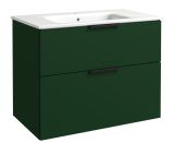 Meuble sous vasque Ongole 15, Couleur : Vert foncé - Dimensions : 62 x 81 x 46 cm (h x l x p)