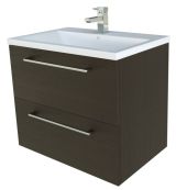 Meuble lavabo Nadiad 23, couleur : chêne noir - 50 x 61 x 39 cm (H x L x P)