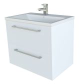 Meuble lavabo Nadiad 22, couleur : blanc brillant - 50 x 61 x 39 cm (H x L x P)