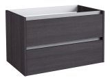 Meuble lavabo Kolkata 10 avec découpe pour siphon, couleur : chêne noir - 50 x 80 x 46 cm (h x l x p)