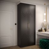 Armoire au design stylé Beskiden 20, Couleur : Noir - dimensions : 236,5 x 100 x 47 cm (h x l x p)