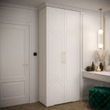 Armoire moderne avec deux tringles à vêtements Beskiden 19, Couleur : Blanc - dimensions : 236,5 x 100 x 47 cm (h x l x p)