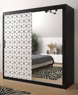 Armoire moderne avec motif Dom 102, Couleur : Noir mat / Blanc mat - Dimensions : 200 x 200 x 62 cm (H x L x P), avec suffisamment d'espace de rangement