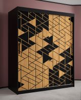 Armoire moderne avec suffisamment d'espace de rangement Finsteraarhorn 09, Couleur : Noir mat - Dimensions : 200 x 150 x 62 cm (h x l x p), avec cinq compartiments et deux tringles à vêtements