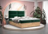 Lit Boxspring au design moderne Pilio 38, Couleur : Vert / Chêne Golden Craft - Surface de couchage : 160 x 200 cm (l x L)