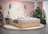 Lit Boxspring au design moderne Pilio 66, Couleur : Beige / Chêne Golden Craft - Surface de couchage : 160 x 200 cm (l x L)