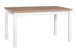 Grande table de salle à manger LAMA en blanc/chêne, dimensions 80 x 140/180 (l x p), hauteur du plateau de table de 32 mm, surface laminée, pieds en bois, facile à combiner