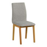 Fauteuil clair Pärnu confortablement rembourré, revêtement en tissu gris, hauteur d'assise 47 cm, rembourrage en mousse T-25, bois de hêtre massif en chêne Grandson