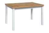 Table de salle à manger BAIBA en blanc/chêne, dimensions 80 x 120/150 cm (l x p), hauteur du plateau 32 mm, plateau stratifié résistant aux rayures, pieds en bois stables, bonnes veinures