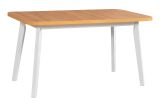 Grande table de salle à manger DUJA en blanc/chêne, extensible, dimensions 80 x 140/180 (l x p), hauteur du plateau de table de 32 mm, plateau de table laminé, pieds en bois stables