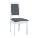 Chaise de salle à manger blanche jelgava en bois de hêtre massif, grand confort d'assise grâce à la mousse T-25, bois robuste et durable, tissu couleur gris foncé