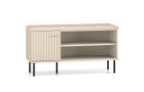 Banc stable avec espace de rangement / Armoire à chaussures Petkula 15, Couleur : Beige clair, une porte, fonction Soft-Close, Poignées : Or mat, quatre compartiments, parfait pour le vestibule