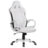 Chaise gaming / Chaise de bureau avec revêtement respirant Apolo 37, Couleur : Blanc / Noir, mécanisme de bascule verrouillable