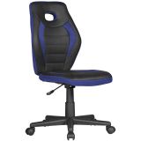 Chaise de bureau pour enfants stylée Apolo 97, Couleur : Bleu / Noir, avec soutien intégré pour les épaules