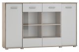 Vitrine Kavieng 11, couleur : chêne / blanc - Dimensions : 110 x 178 x 40 cm (H x L x P)