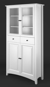 Vitrine en bois de pin massif blanc Lagopus 111 - Dimensions : 200 x 80 x 42 cm (H x L x P)