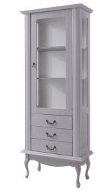 Vitrine Bignona 04, Couleur : Blanc pin - 196 x 75 x 42 cm (H x L x P)