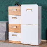 Chambre des jeunes - commode Dennis 06, couleur : frêne / blanc - Dimensions : 100 x 80 x 40 cm (h x l x p)