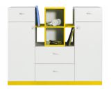 Chambre d'adolescents - Commode "Geel" 31, blanc / jaune - Dimensions : 100 x 120 x 40 cm (H x L x P)