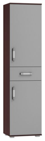 Armoire Tabubil 24, Couleur : Wenge / Gris - Dimensions : 200 x 50 x 41 cm (H x L x P)