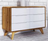 Commode Timaru 11, chêne sauvage huilé / blanc, massif partiel - Dimensions : 63 x 90 x 40 cm (H x L x P)