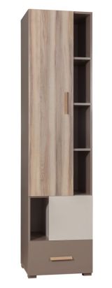 Chambre de jeunesse - Armoire Roland 02, Couleur : Brun, partiellement massif - 198 x 48 x 40 cm (H x L x P)