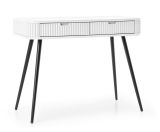 Coiffeuse Makreb 19 blanche avec 2 tiroirs, 80 x 103 x 49 cm, pieds en métal noir, table console, chambre à coucher, dressing-room, Soft Close