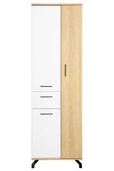 Armoire Riemst 02, Couleur : Chêne / Blanc - Dimensions : 194 x 60 x 40 cm (H x L x P)