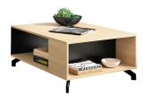 Table basse Riemst 14, Couleur : Chêne / Noir - Dimensions : 90 x 70 x 39 cm (l x p x h)