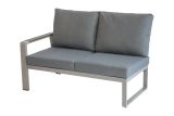 Canapé lounge 2 places gauche Lisbonne en aluminium - Couleur aluminium : aluminium gris, Couleur tissu : gris foncé