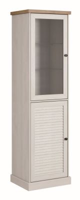 Vitrine Lägern 09, couleur : blanc pin / brun chêne - 203 x 57 x 46 cm (h x l x p)