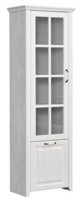 Vitrine Bibaor 02, couleur : blanc chêne - 209 x 67 x 41 cm (H x L x P)