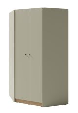 Armoire d'angle Sampont 02, vert menthe / chêne foncé, 195 x 95 x 95 cm, avec 10 compartiments et 2 tringles à vêtements, chants ABS, stable et durable