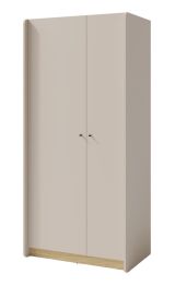 Armoire simple Sampont 03, beige / chêne clair, 195 x 90 x 52 cm, avec 7 compartiments et 1 tringle à vêtements, chants ABS, finition de haute qualité