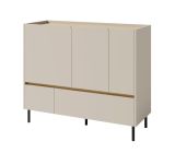 Commode moderne Fricourt 08, beige / chêne clair, 105 x 120 x 40 cm, avec 6 compartiments et 2 tiroirs, chants ABS, montage simple et rapide