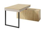 Bureau Fricourt 10, beige / chêne clair, 75 x 131 x 140 cm, avec 2 tiroirs et 6 compartiments, bureau d'angle, chants ABS, beaucoup de surface de rangement