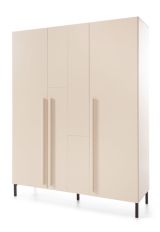 Armoire moderne Authie 01, beige, 195 x 150 x 50 cm, avec 5 compartiments et 1 tringle à vêtements, chants ABS, robuste et durable