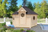 Maison de sauna Eisenhut 15 - Dimensions : 326 x 376 x 310 (L x P x H), Surface au sol : 9 m², Toit en toile 